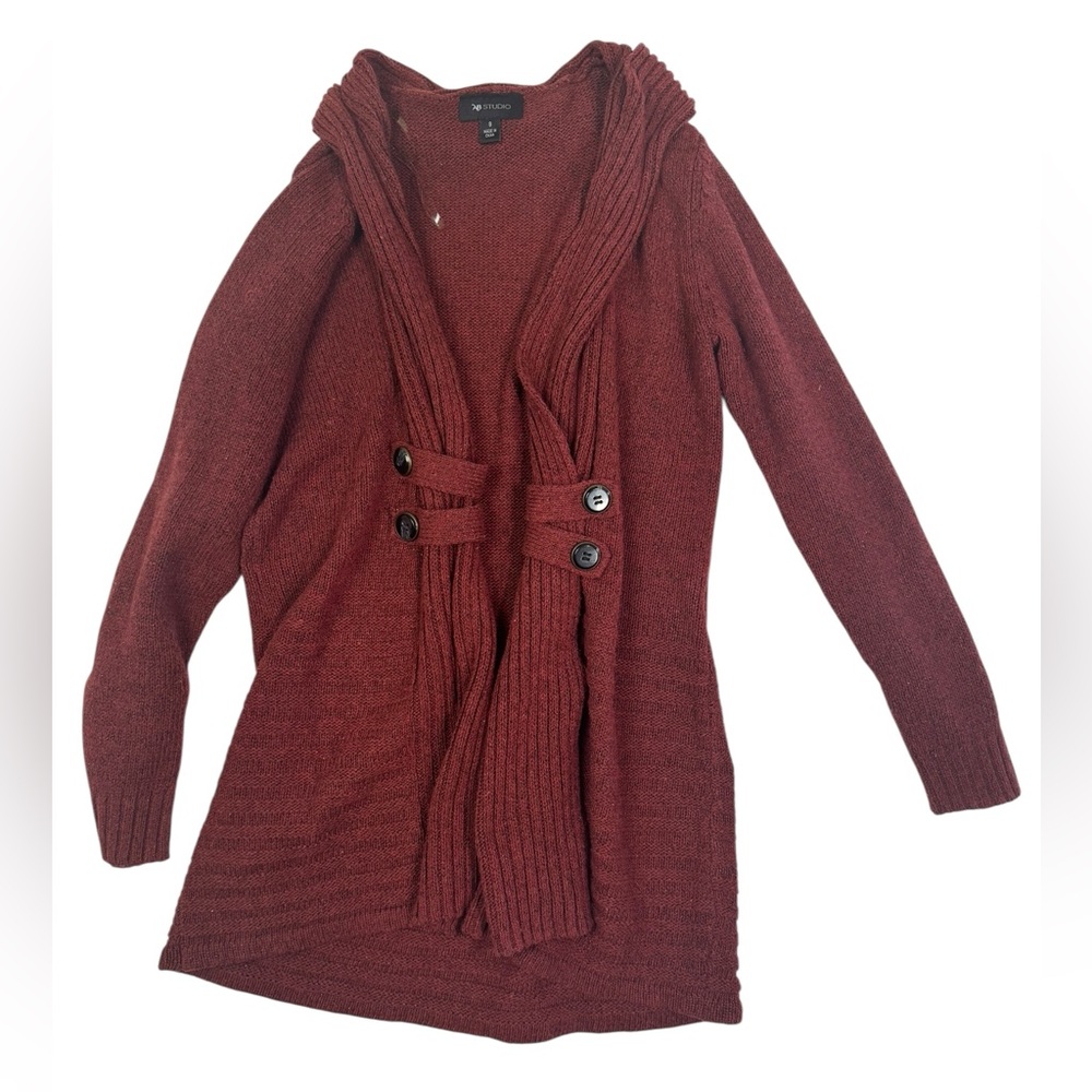 AB‎ Studio Rust Orange Open Front Cardigan Sweater Size Small
